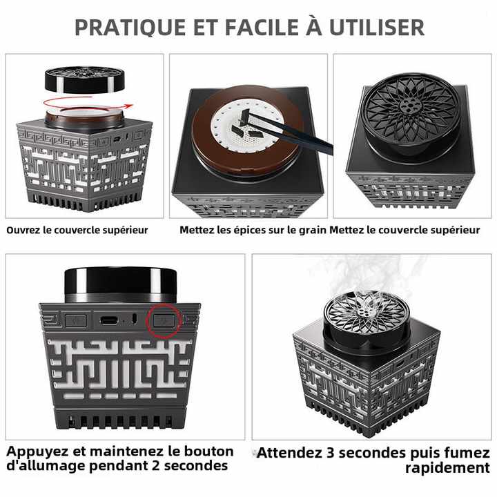 Brûleur d’encens électrique Oud avec haut-parleur, Coran complet