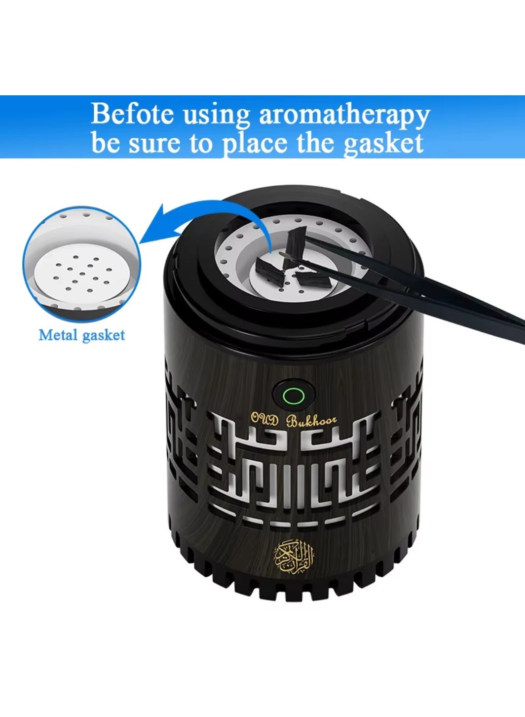 Brûleur d’encens électrique Oud avec haut-parleur, Coran complet SQ-309