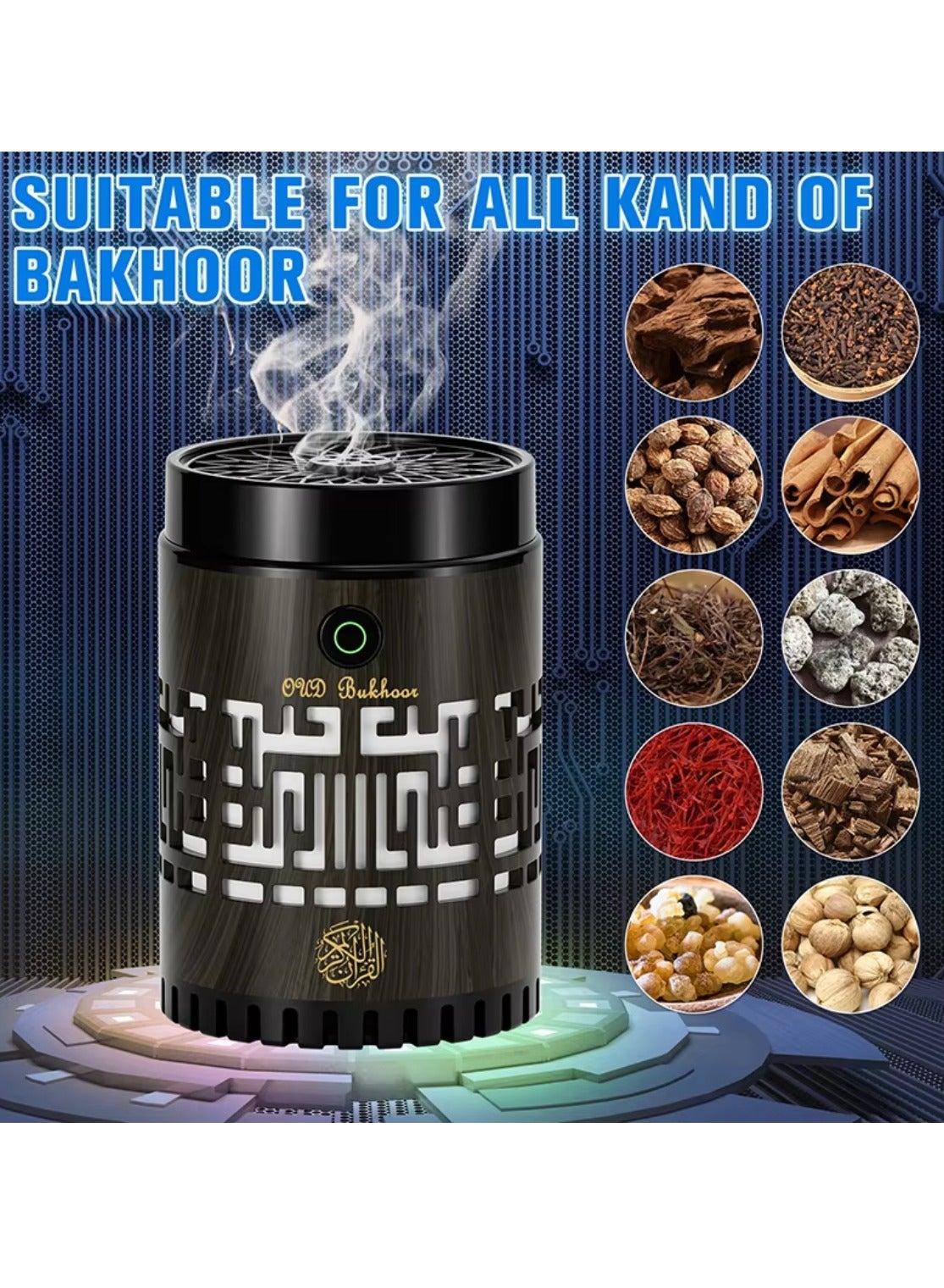 Brûleur d’encens électrique Oud avec haut-parleur, Coran complet SQ-309